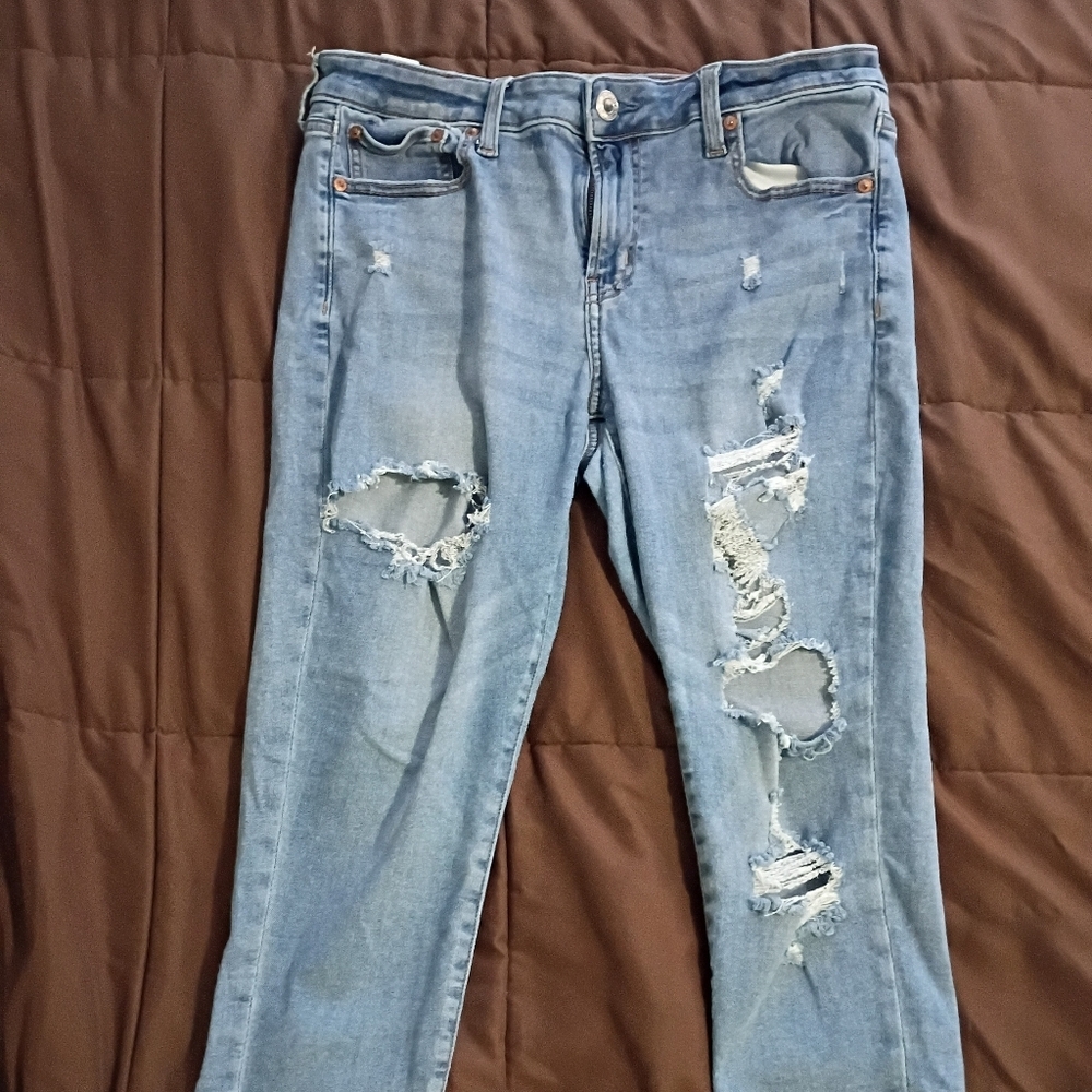 American Eagle Outfitters Skinny Jegging Ripped Jeans Size 14 Short - Picture 2 of 7